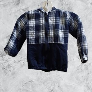 2 Piece Set Of Plaid Navy Kids Zip Up Jacket And Jogger